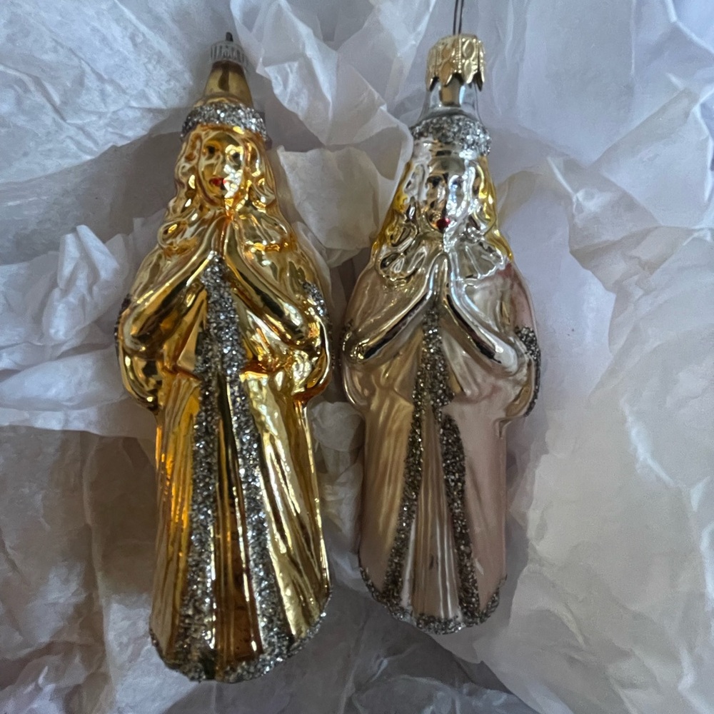 Vintage mercury glass angel ornament set